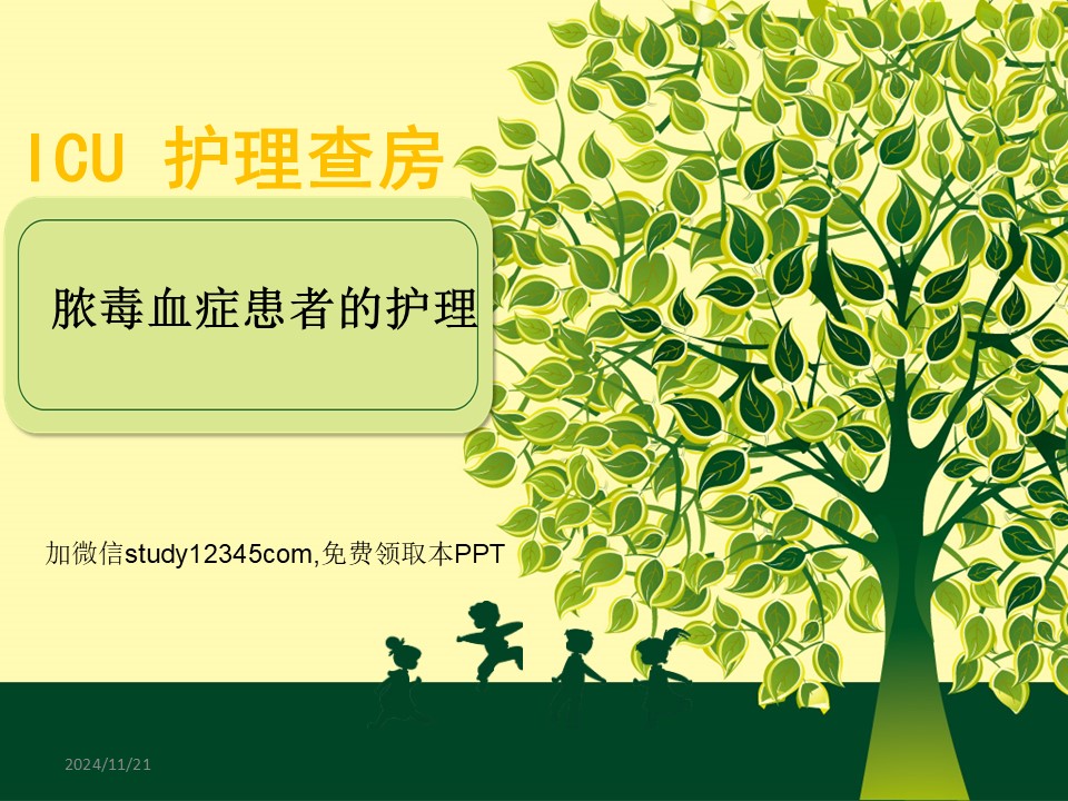 ICU脓毒血症患者的护理查房PPT