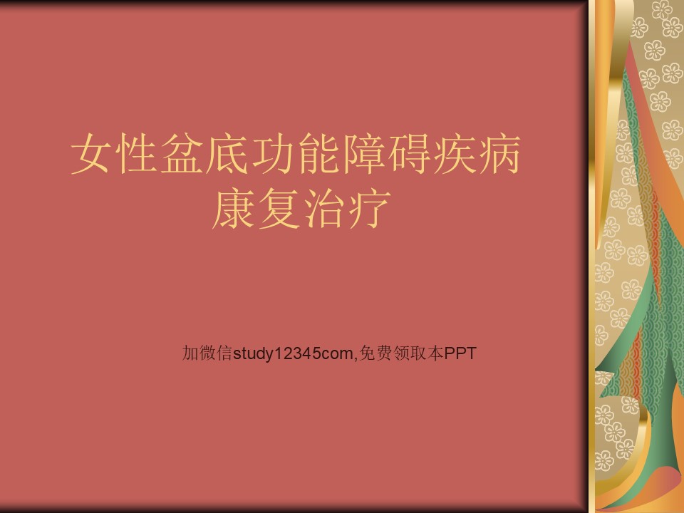 女性盆底功能障碍疾病康复治疗PPT