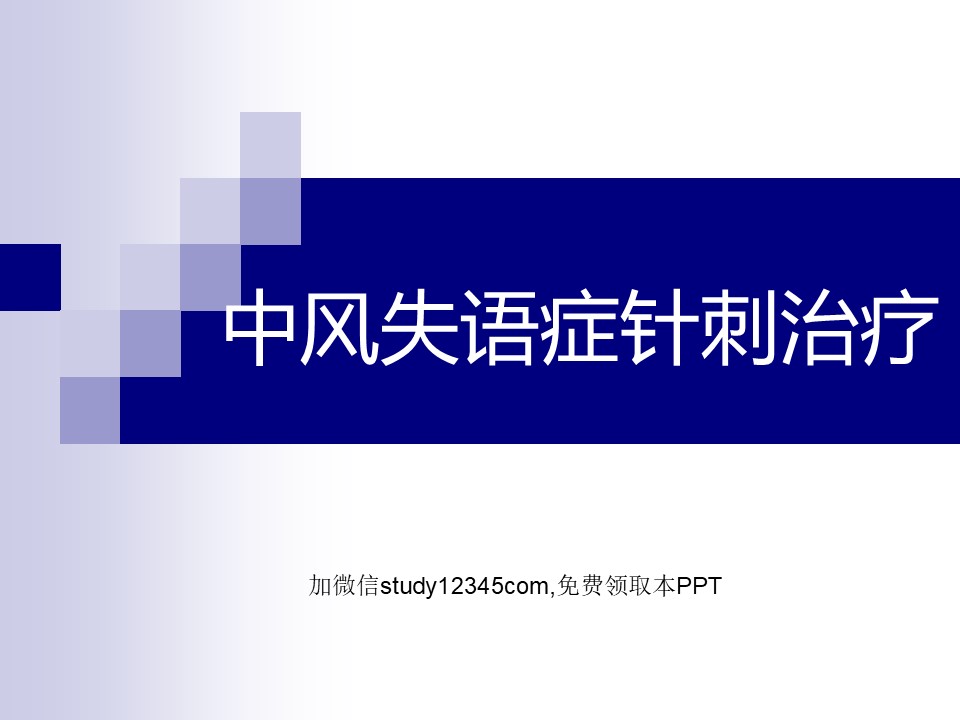 中风失语症针刺治疗PPT