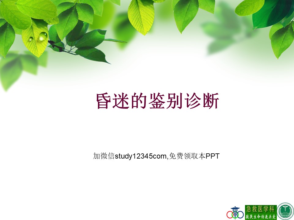 昏迷的鉴别诊断PPT