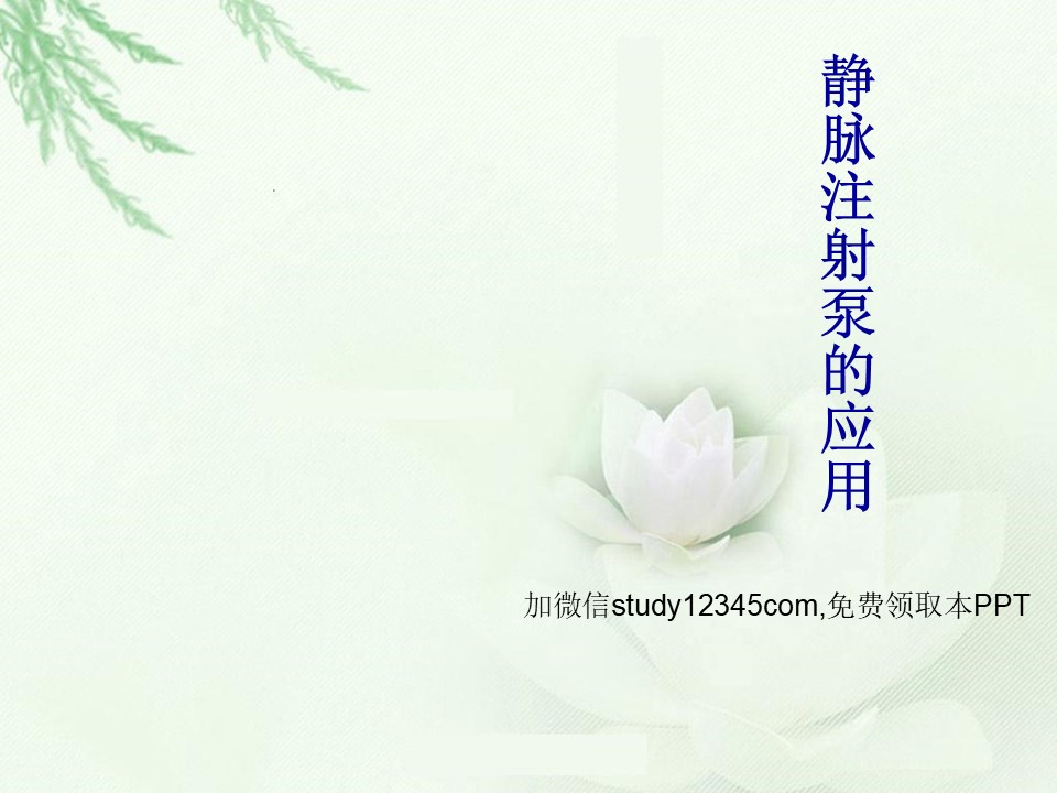 静脉注射泵的应用PPT