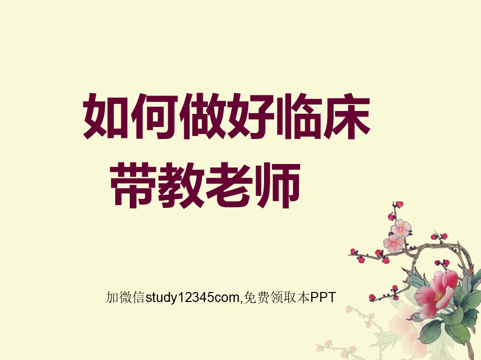 如何做好临床带教老师PPT