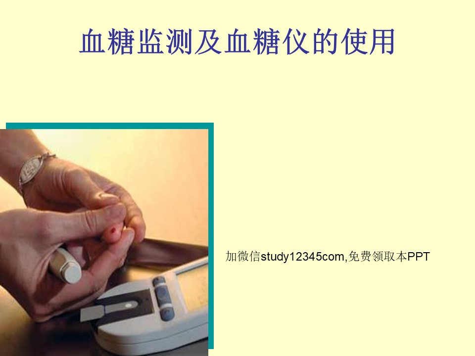 血糖监测及血糖仪的使用PPT