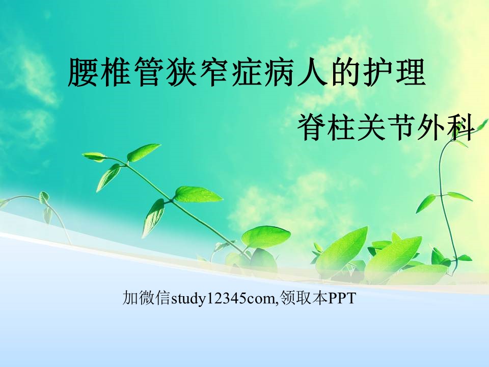 腰椎管狭窄症病人的护理PPT
