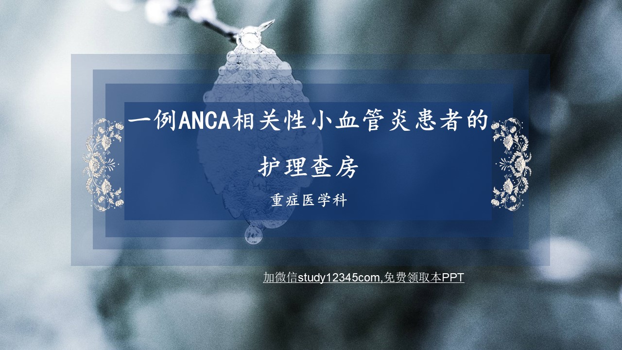 一例ANCA相关性小血管炎患者的护理查房PPT
