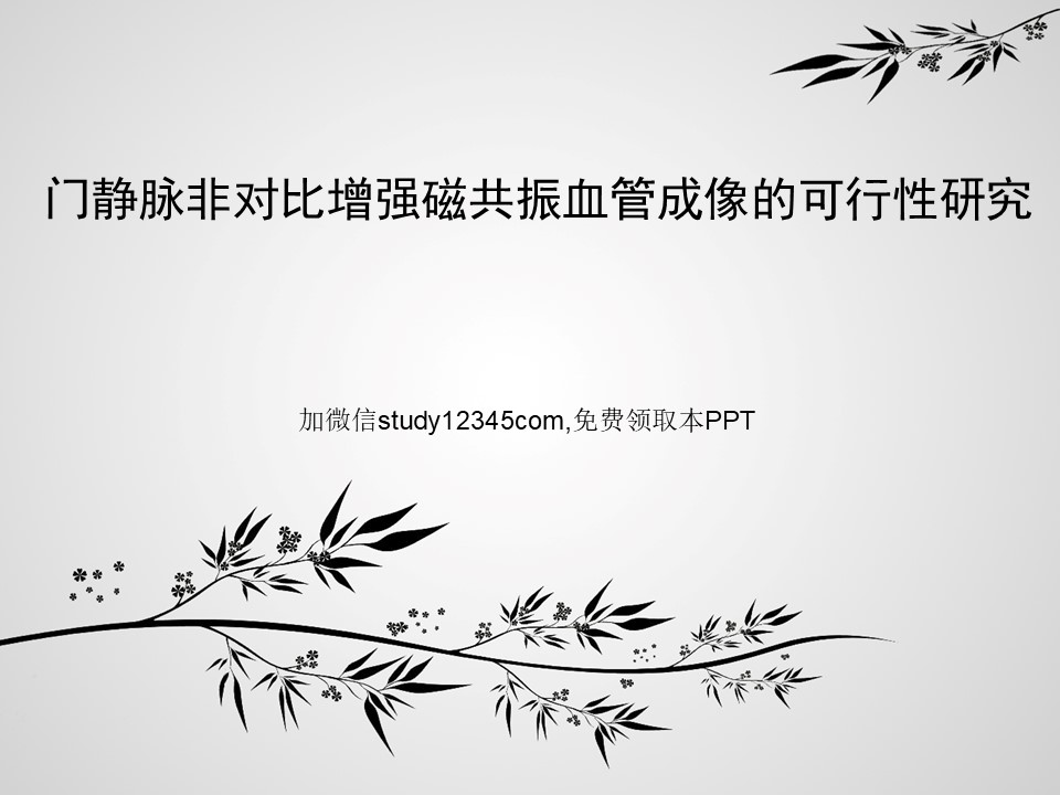 门静脉非对比增强磁共振血管成像的可行性研究PPT